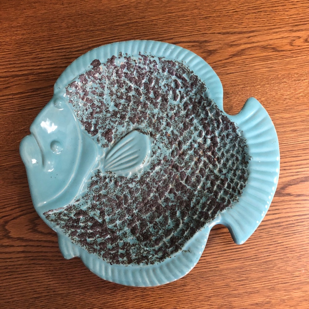 Aqua Stoneware Fish Platter.